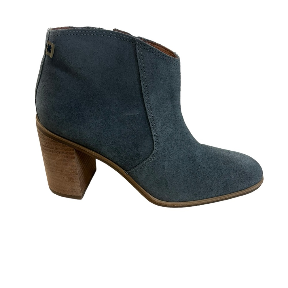 Lucky Brand Pellyon Western Gray Stacked Heel Suede Zip Bootie NWOB  Size 9.5